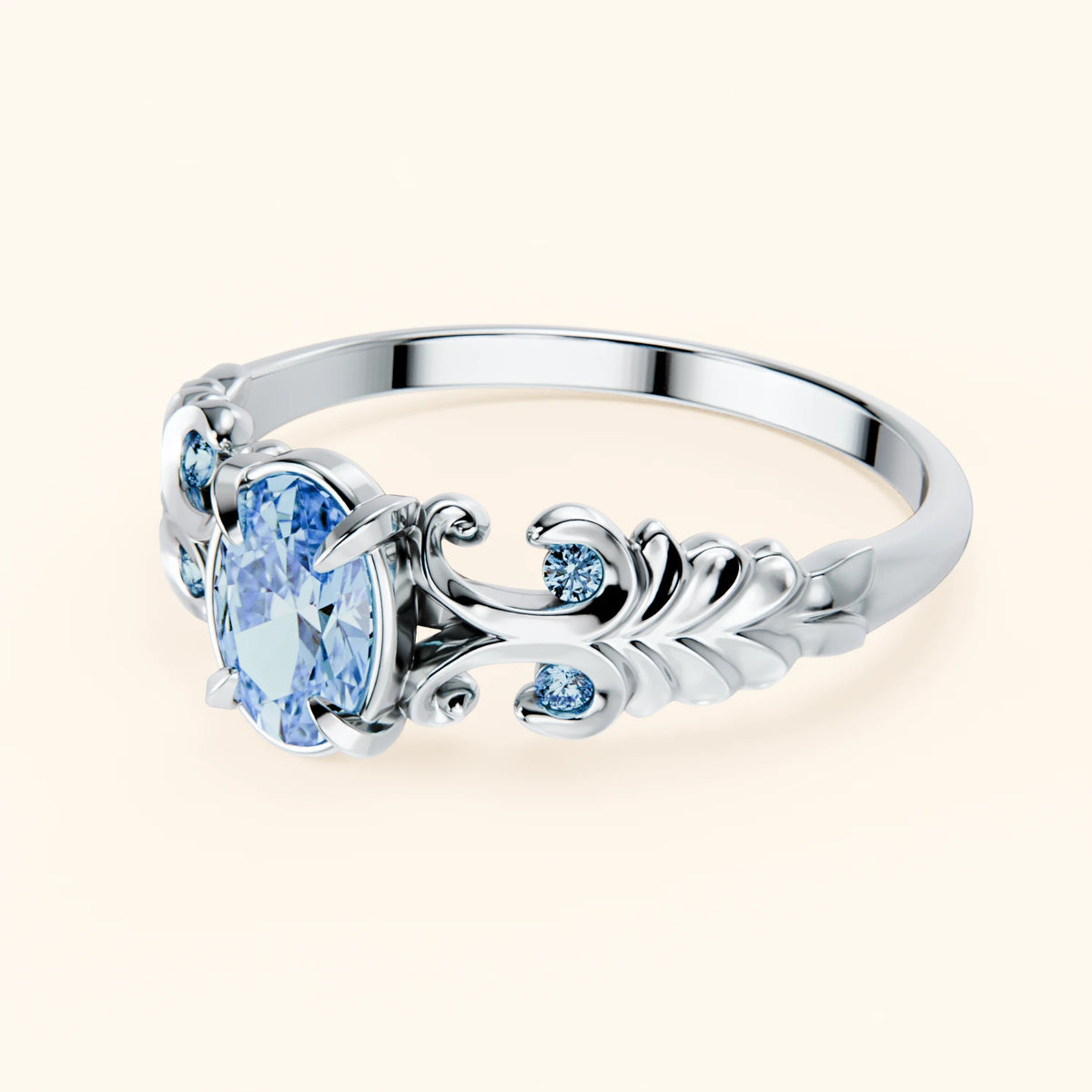 Engagement Ring Menuet - 0.4ct Lab Blue Diamond with Lab Blue Diamond Side Stones