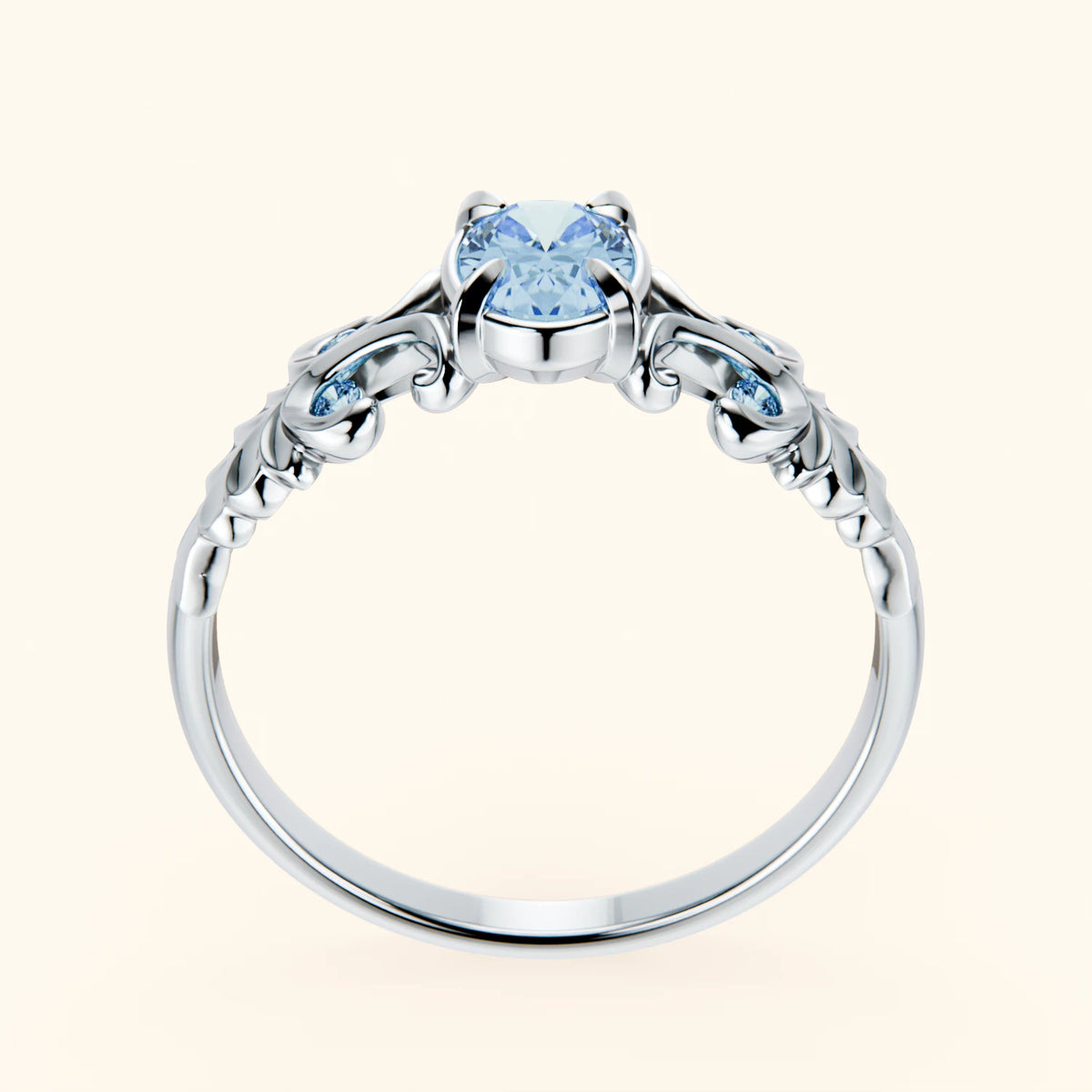 Engagement Ring Menuet - 0.4ct Lab Blue Diamond with Lab Blue Diamond Side Stones