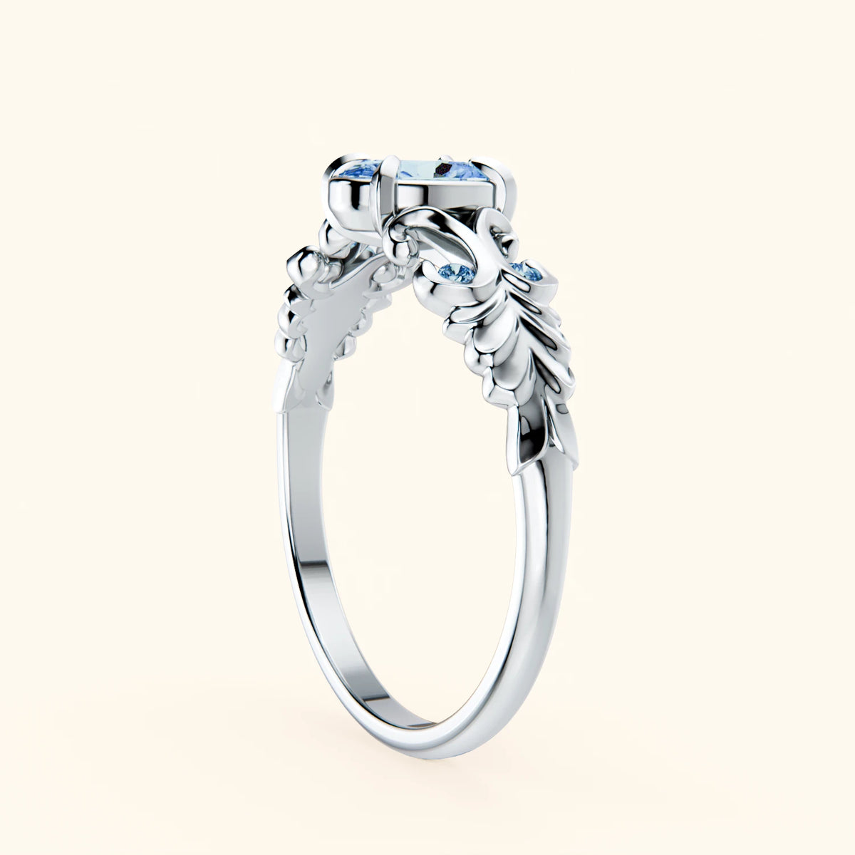 Engagement Ring Menuet - 0.4ct Lab Blue Diamond with Lab Blue Diamond Side Stones