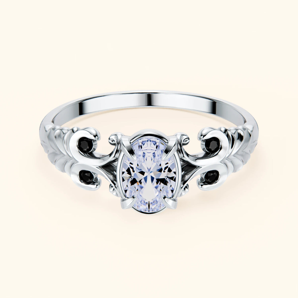 Engagement Ring Menuet - 0.4ct Natural Diamond with Black Diamond Side Stones
