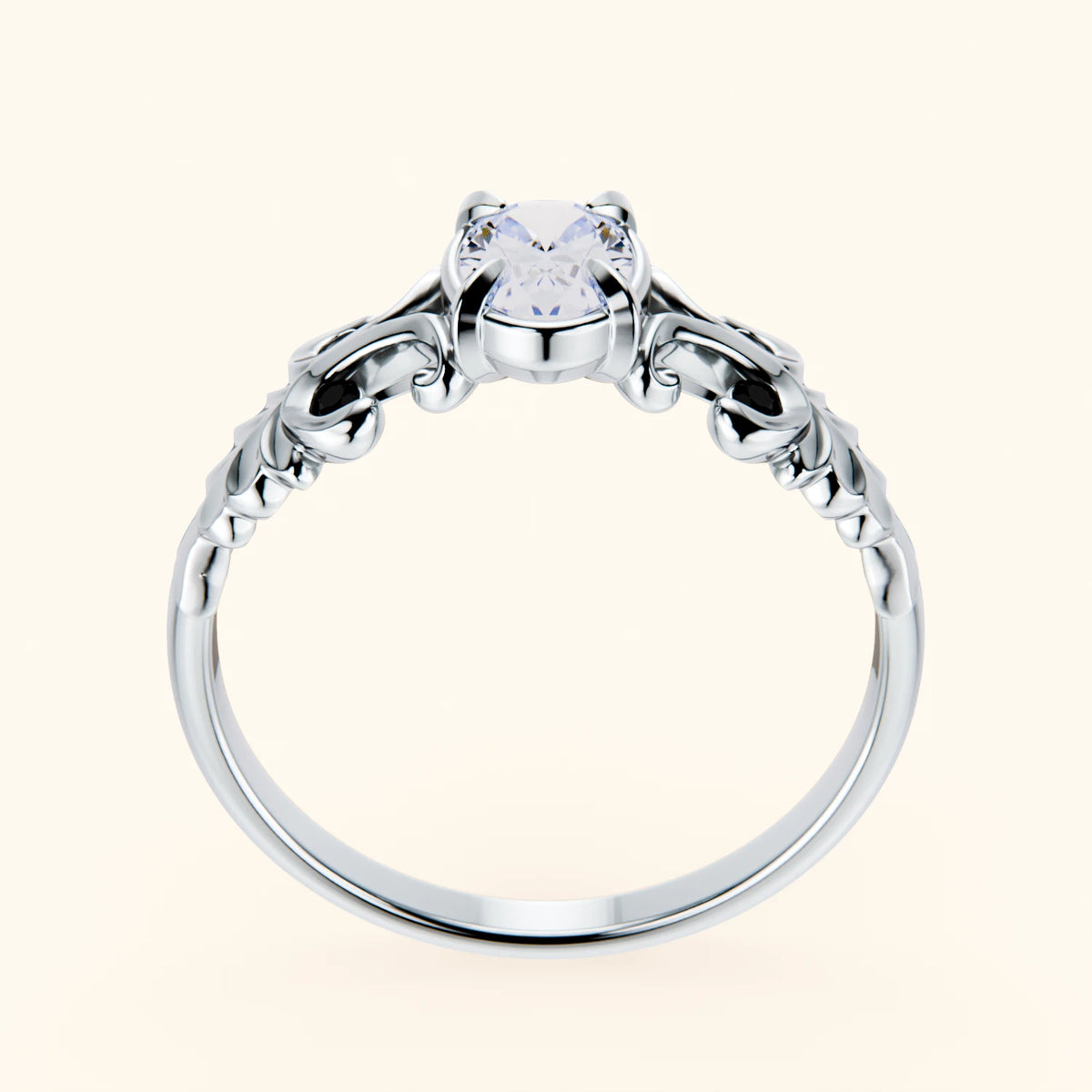 Engagement Ring Menuet - 0.4ct Natural Diamond with Black Diamond Side Stones