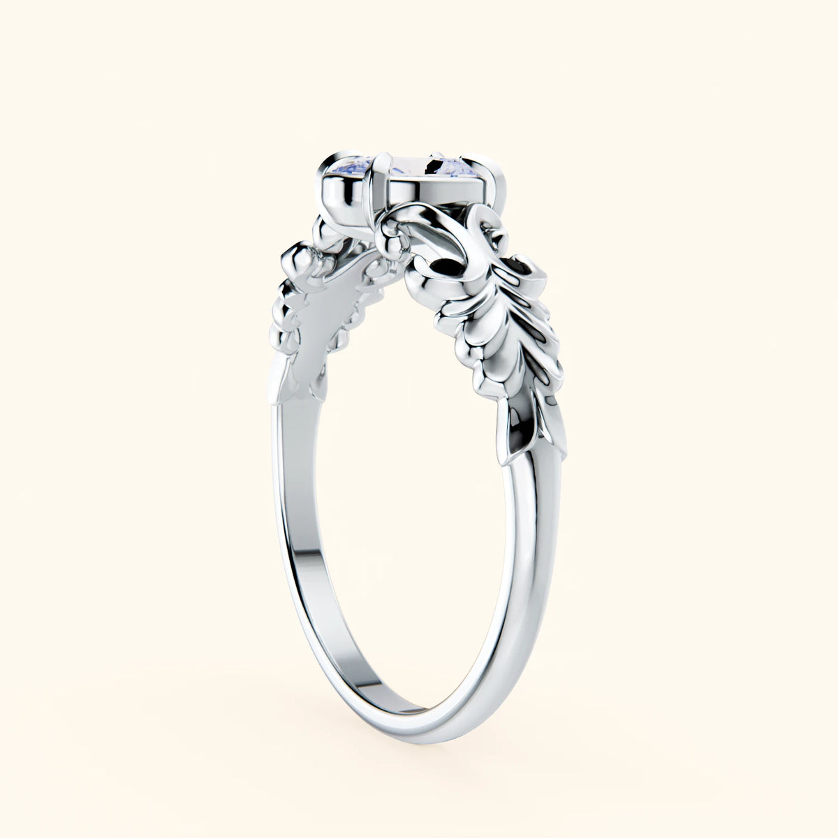 Engagement Ring Menuet - 0.4ct Natural Diamond with Black Diamond Side Stones