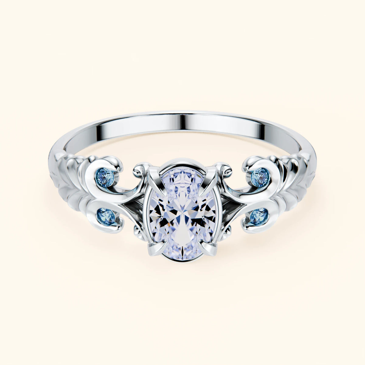 Engagement Ring Menuet - 0.4ct Lab Diamond with Lab Blue Diamond Side Stones