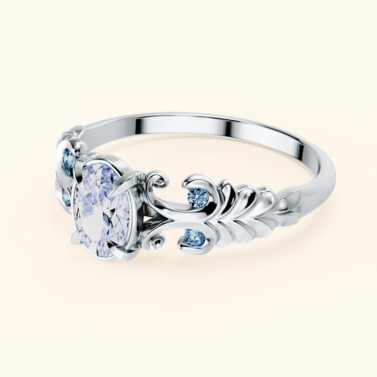 Engagement Ring Menuet - 0.4ct Lab Diamond with Lab Blue Diamond Side Stones