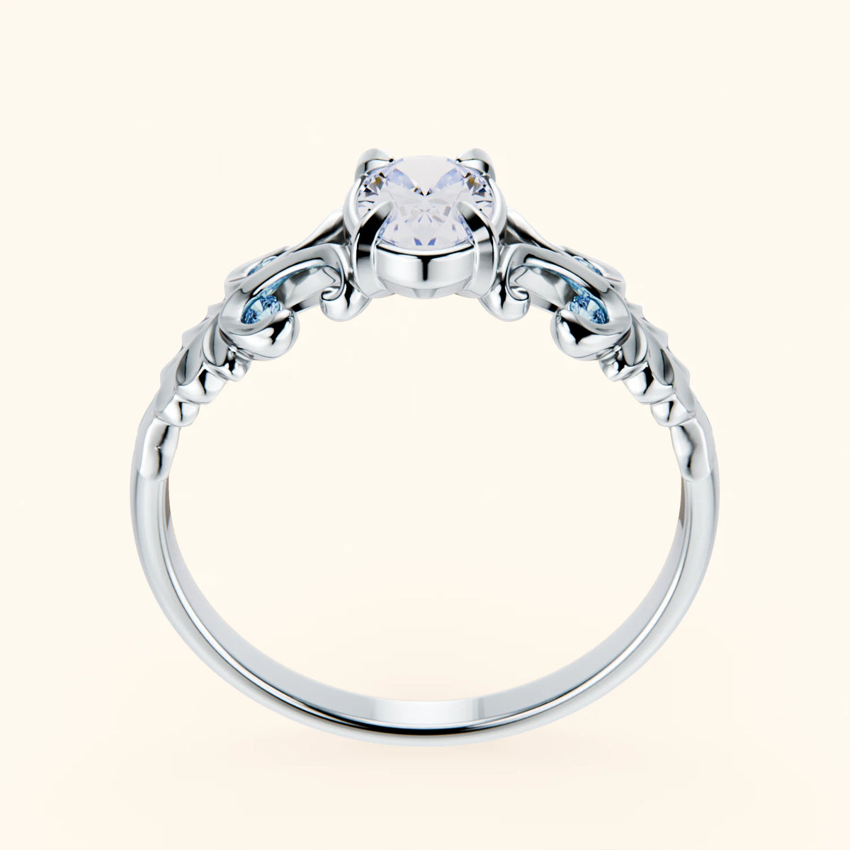 Engagement Ring Menuet - 0.4ct Lab Diamond with Lab Blue Diamond Side Stones