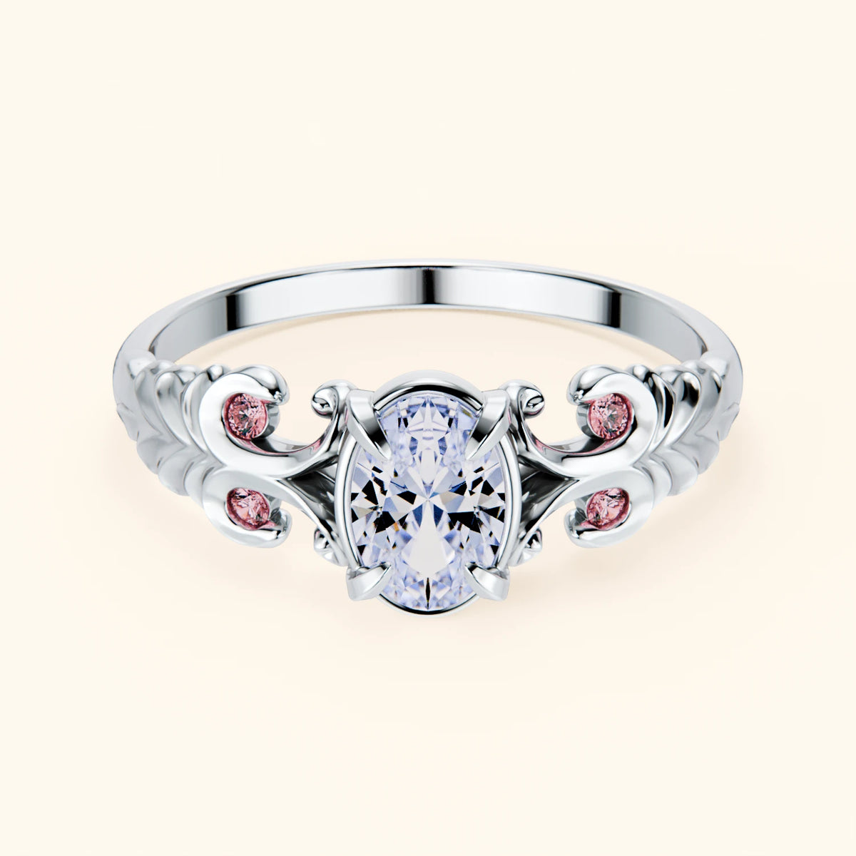 Engagement Ring Menuet - 0.4ct Lab Diamond with Lab Pink Diamond Side Stones