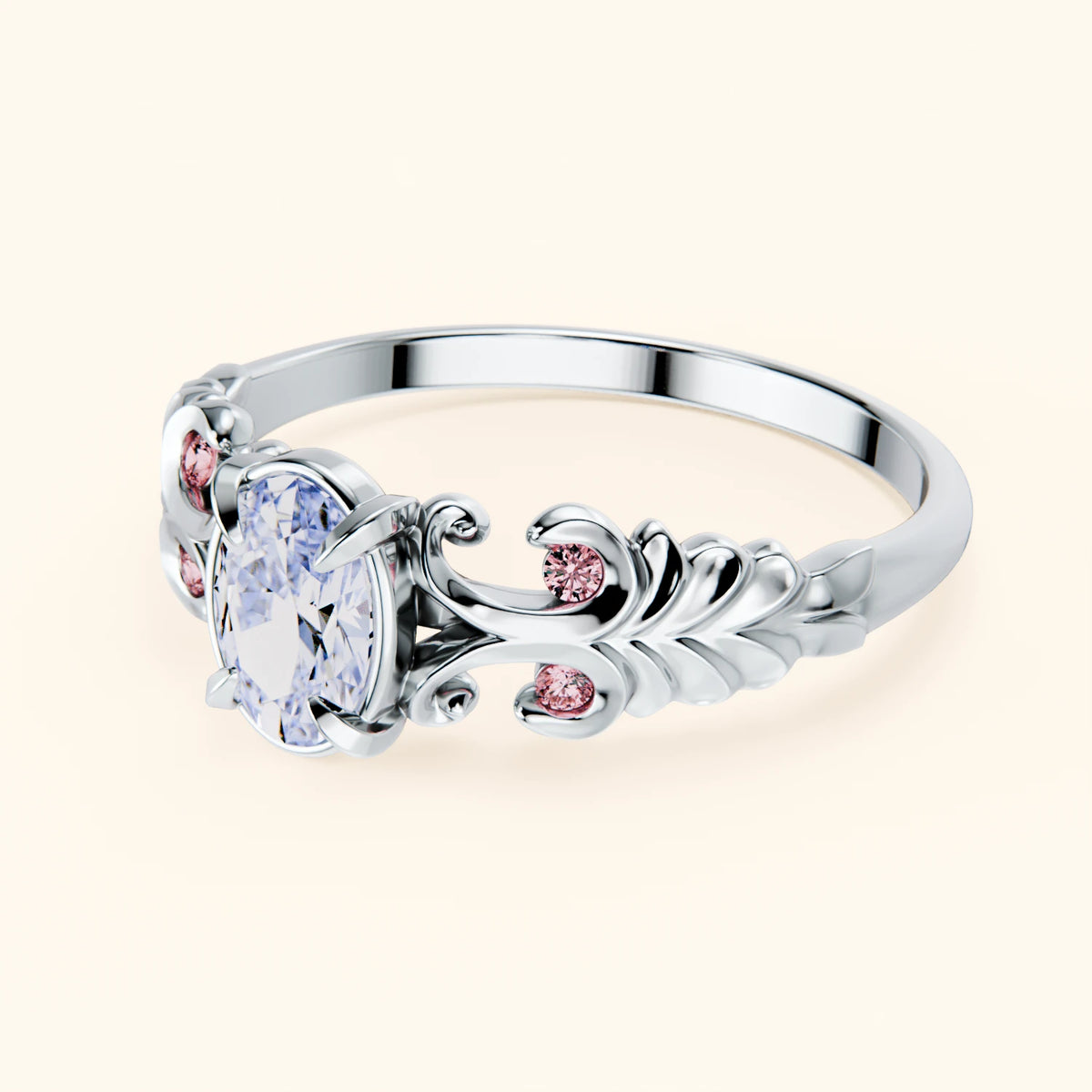 Engagement Ring Menuet - 0.4ct Lab Diamond with Lab Pink Diamond Side Stones