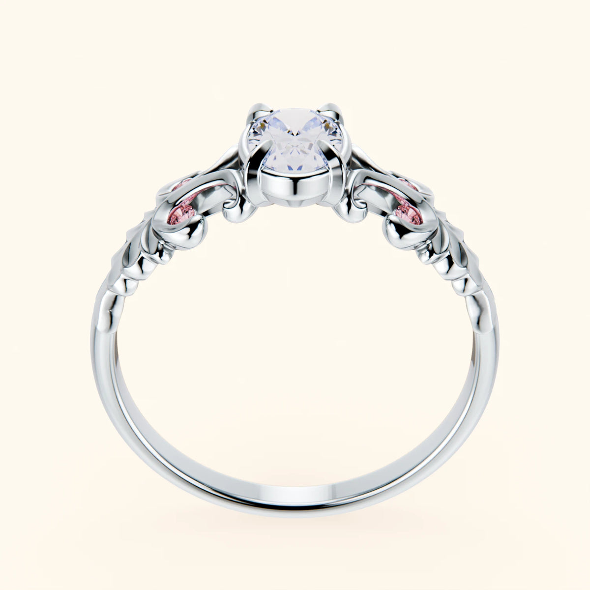 Engagement Ring Menuet - 0.4ct Lab Diamond with Lab Pink Diamond Side Stones