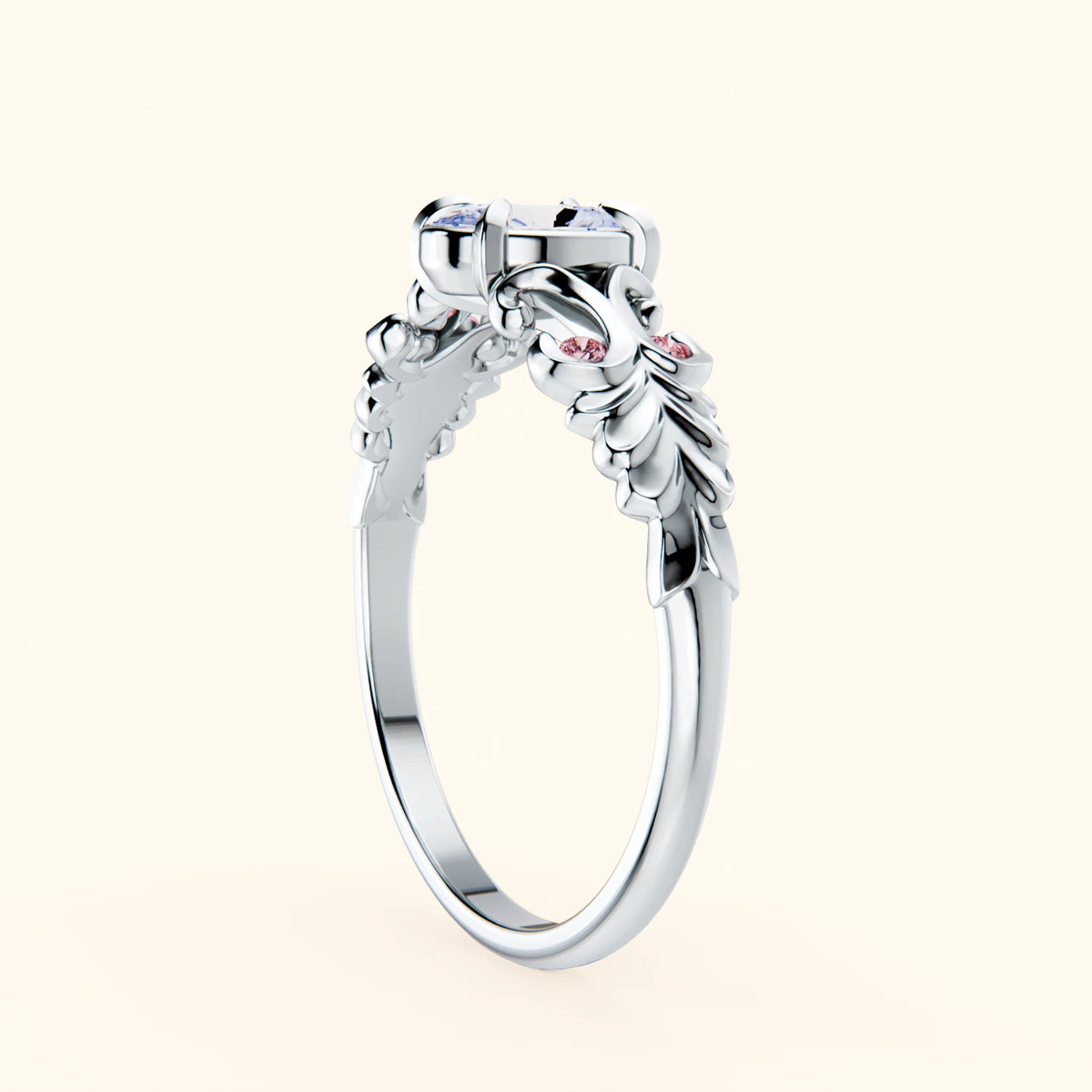 Engagement Ring Menuet - 0.4ct Lab Diamond with Lab Pink Diamond Side Stones