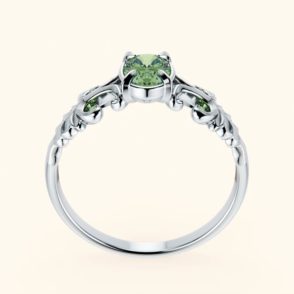 Engagement Ring Menuet - 0.4ct Lab Green Diamond with Lab Green Diamond Side Stones
