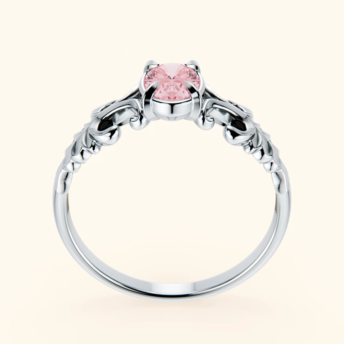 Engagement Ring Menuet - 0.4ct Lab Pink Diamond with Black Diamond Side Stones