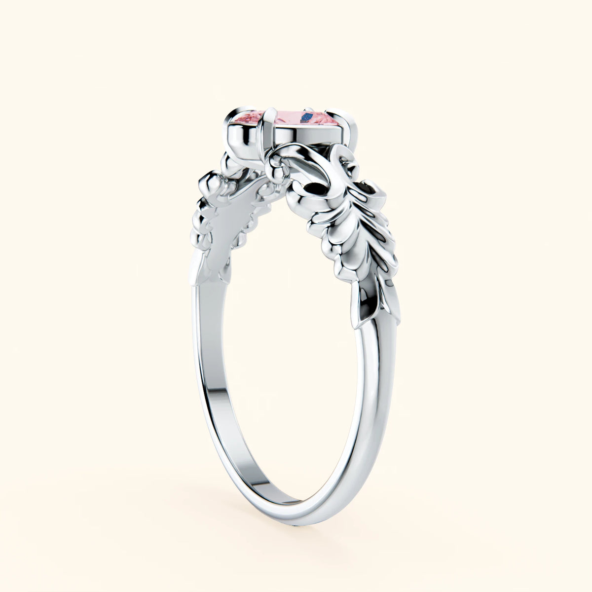 Engagement Ring Menuet - 0.4ct Lab Pink Diamond with Black Diamond Side Stones