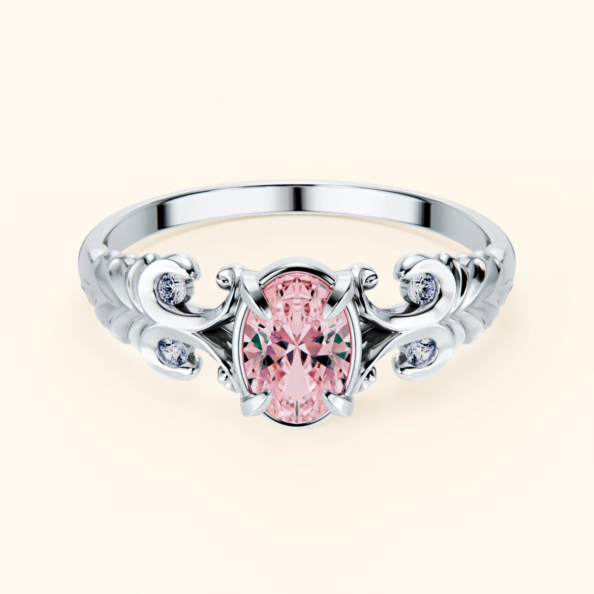 Engagement Ring Menuet - 0.4ct Lab Pink Diamond with Natural Diamond Side Stones