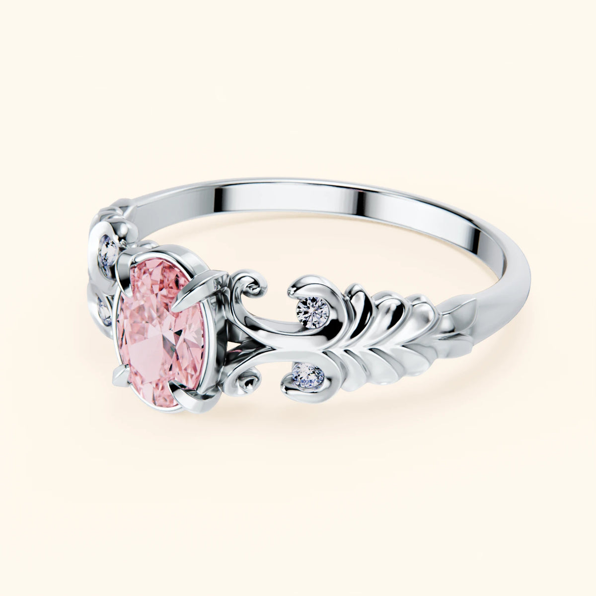 Engagement Ring Menuet - 0.4ct Lab Pink Diamond with Natural Diamond Side Stones