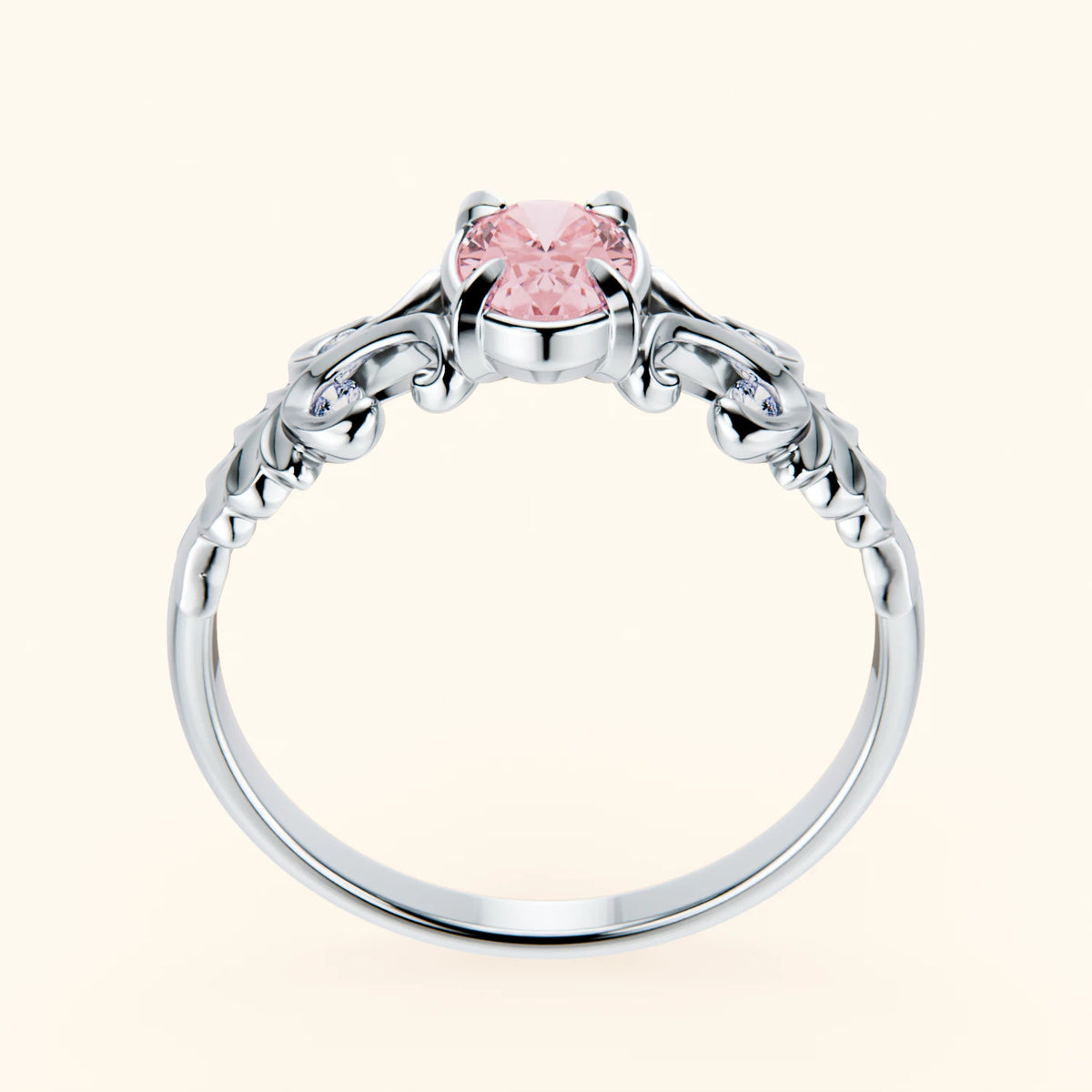Engagement Ring Menuet - 0.4ct Lab Pink Diamond with Natural Diamond Side Stones