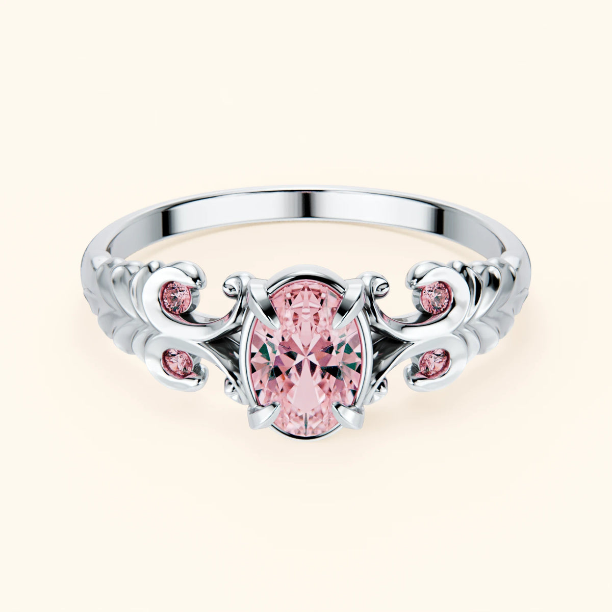 Engagement Ring Menuet - 0.4ct Lab Pink Diamond with Lab Pink Diamond Side Stones