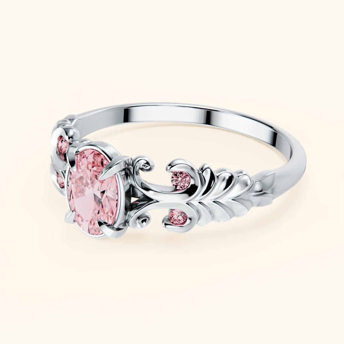 Engagement Ring Menuet - 0.4ct Lab Pink Diamond with Lab Pink Diamond Side Stones