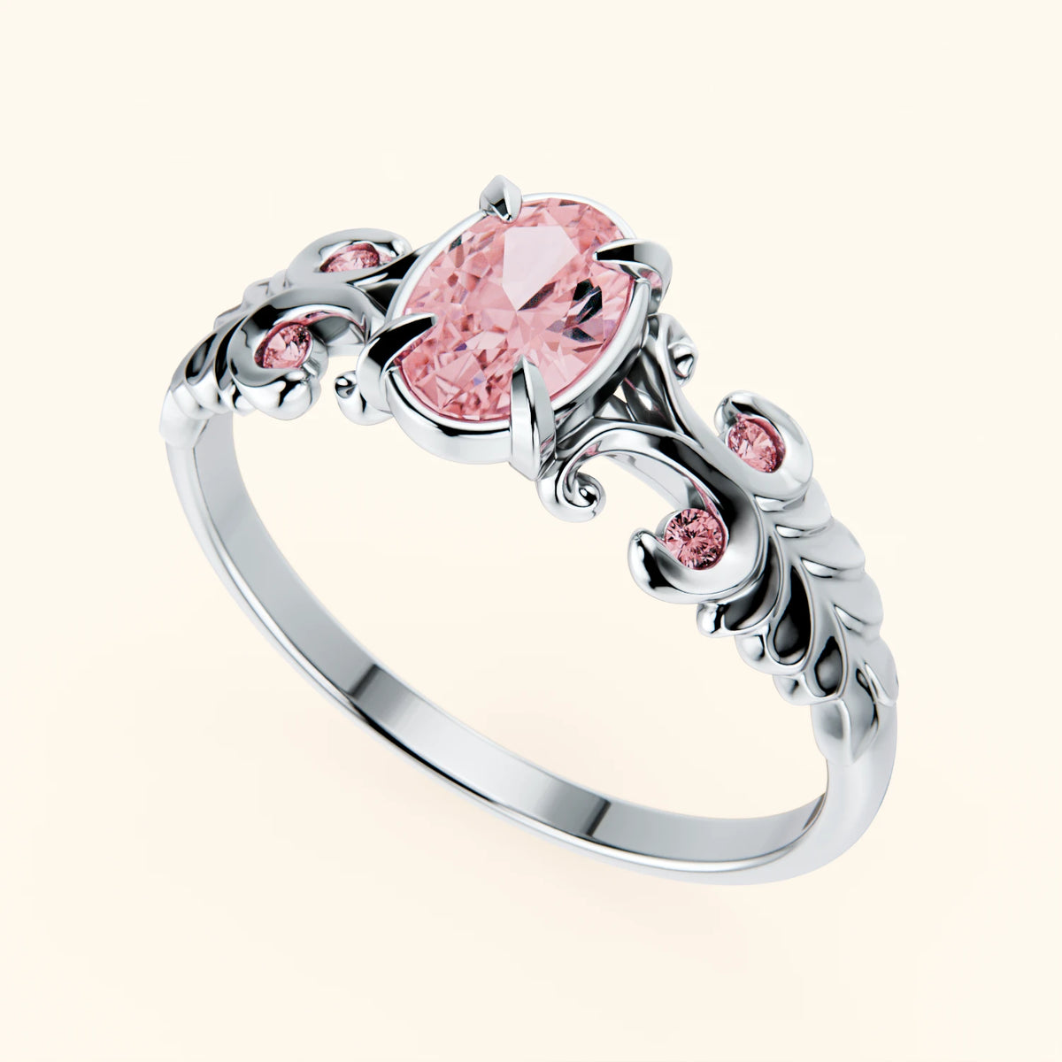 Engagement Ring Menuet - 0.4ct Lab Pink Diamond with Lab Pink Diamond Side Stones