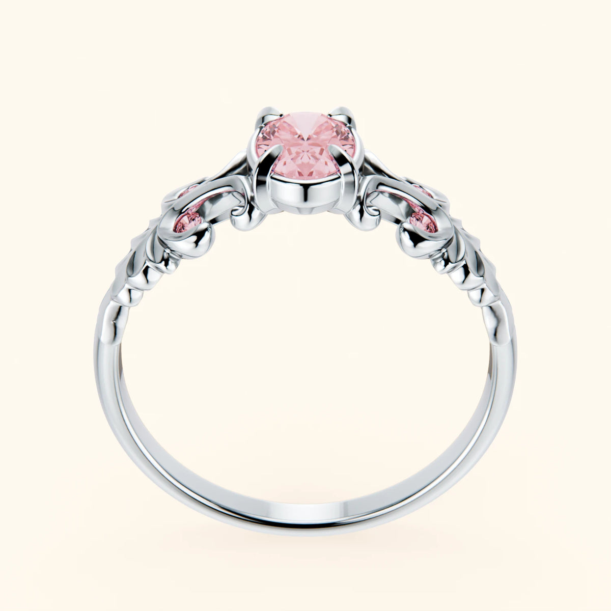 Engagement Ring Menuet - 0.4ct Lab Pink Diamond with Lab Pink Diamond Side Stones