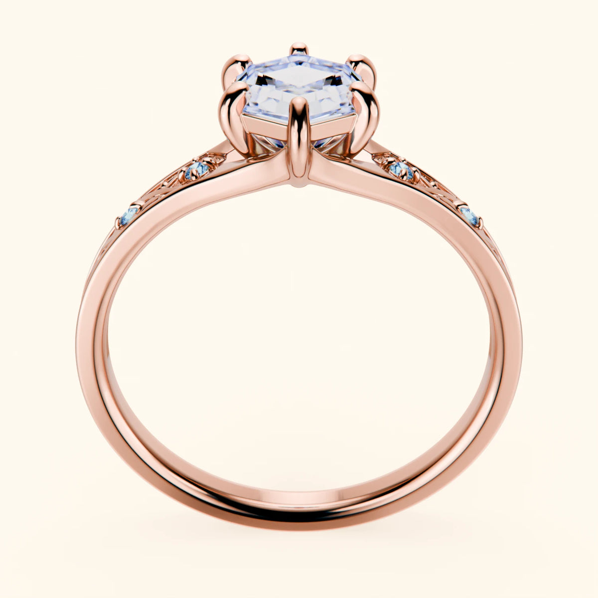 Engagement Ring Prisme - 0.9ct Lab Diamond with Lab Blue Diamond Side Stones