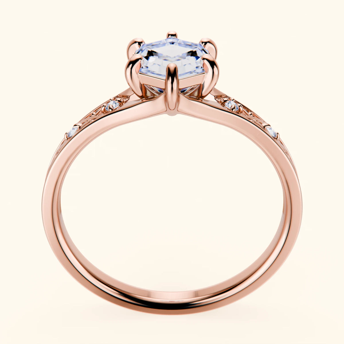 Engagement Ring Prisme - 0.9ct Lab Diamond with Natural Diamond Side Stones