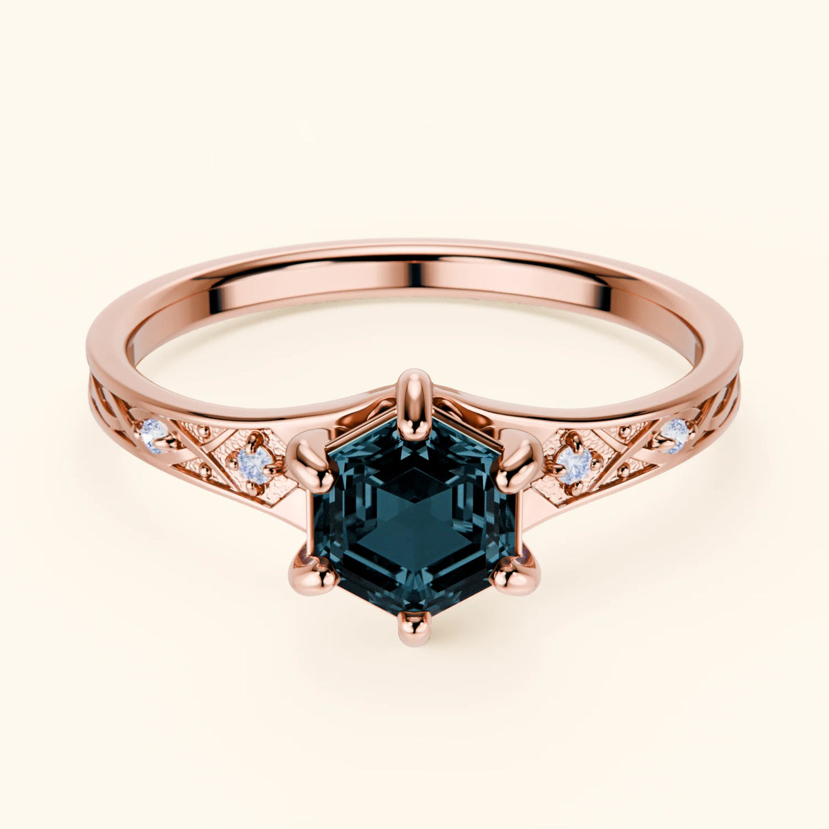 Pierścionek zaręczynowy Prisme – Topaz London Blue 0,70 ct, kamienie boczne: diament naturalny