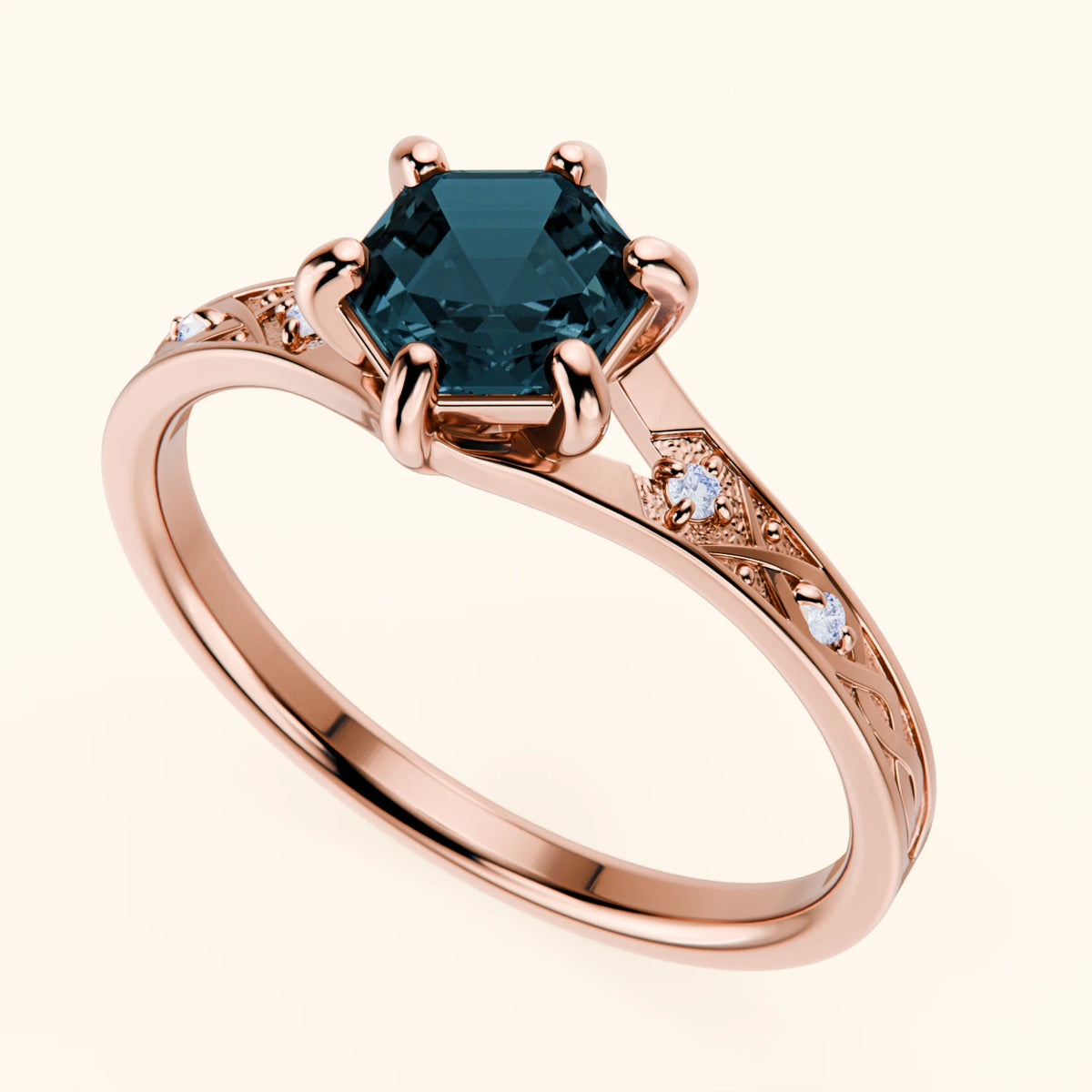 Pierścionek zaręczynowy Prisme – Topaz London Blue 0,70 ct, kamienie boczne: diament naturalny