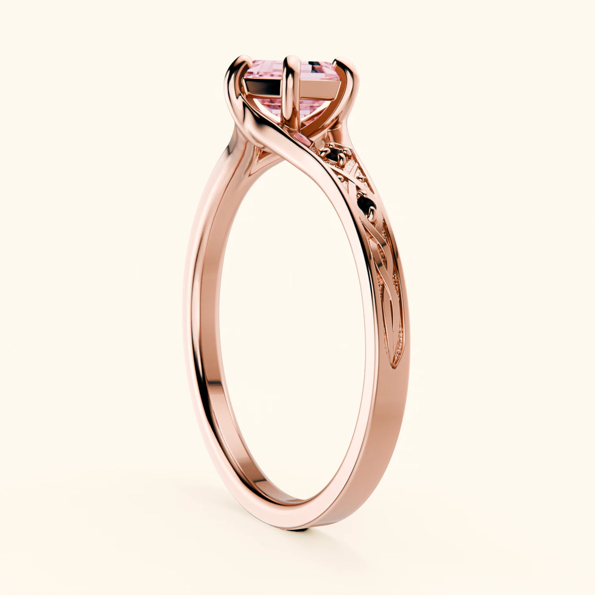 Engagement Ring Prisme - 0.9ct Lab Pink Diamond with Black Diamond Side Stones