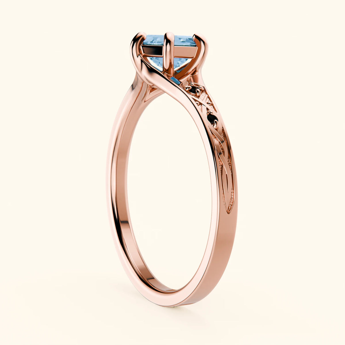 Engagement Ring Prisme - 0.70ct Swiss Blue Topaz with Black Diamond Side Stones