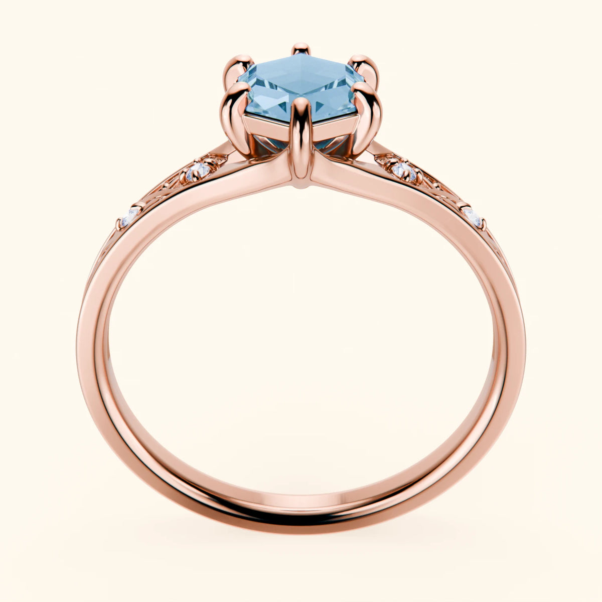 Pierścionek zaręczynowy Prisme – Topaz Swiss Blue 0,70 ct, kamienie boczne: diament naturalny