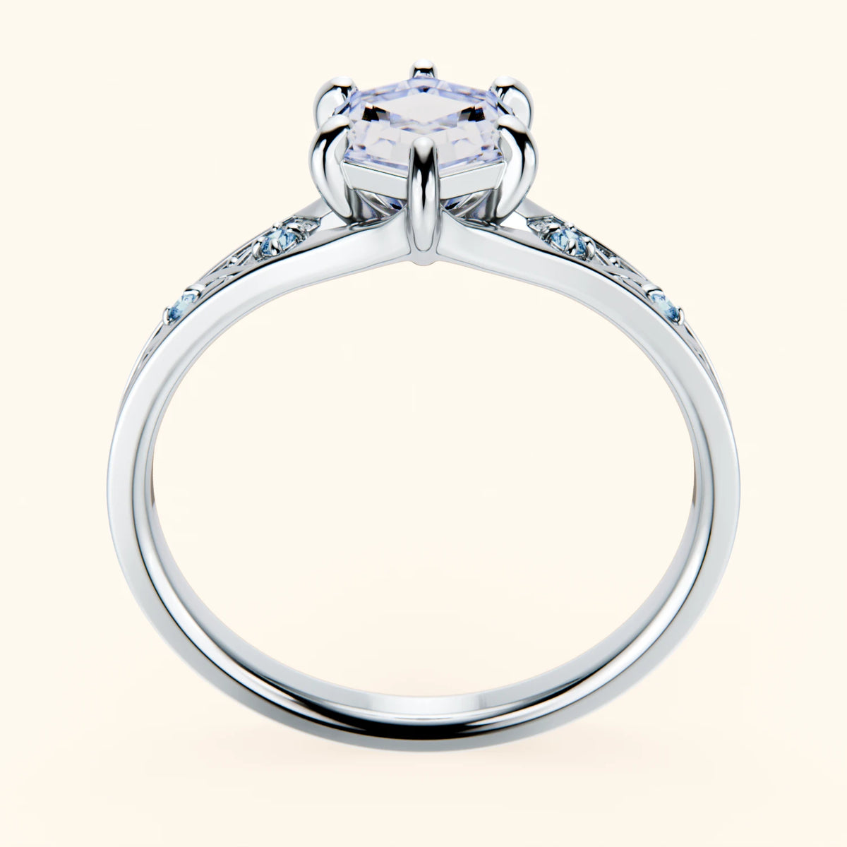 Engagement Ring Prisme - 0.9ct Lab Diamond with Lab Blue Diamond Side Stones