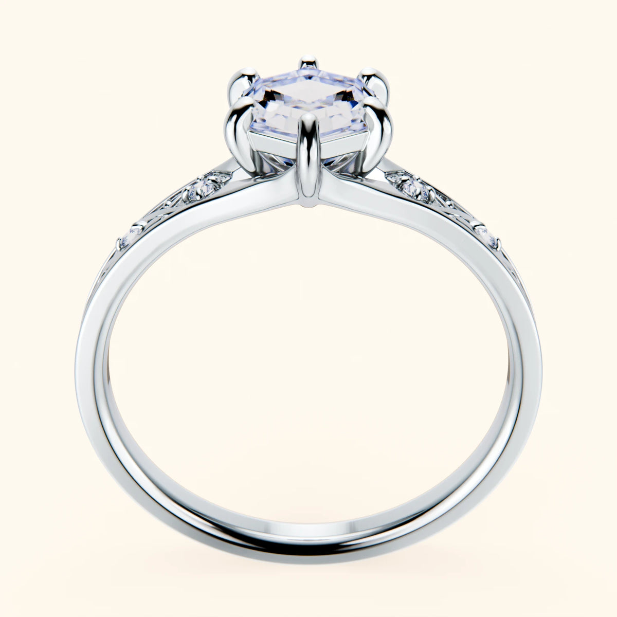 Engagement Ring Prisme - 0.9ct Lab Diamond with Natural Diamond Side Stones