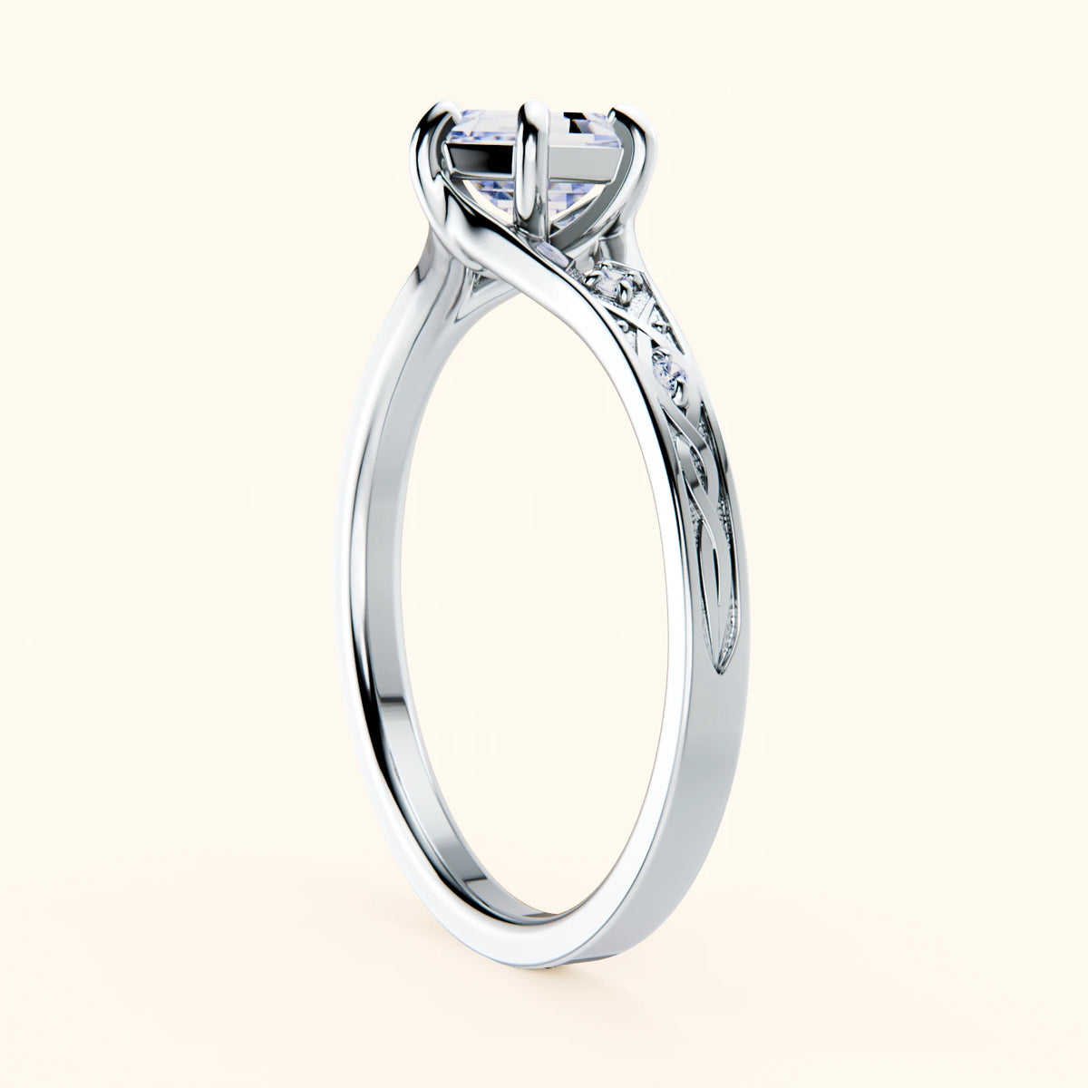 Engagement Ring Prisme - 0.9ct Lab Diamond with Natural Diamond Side Stones