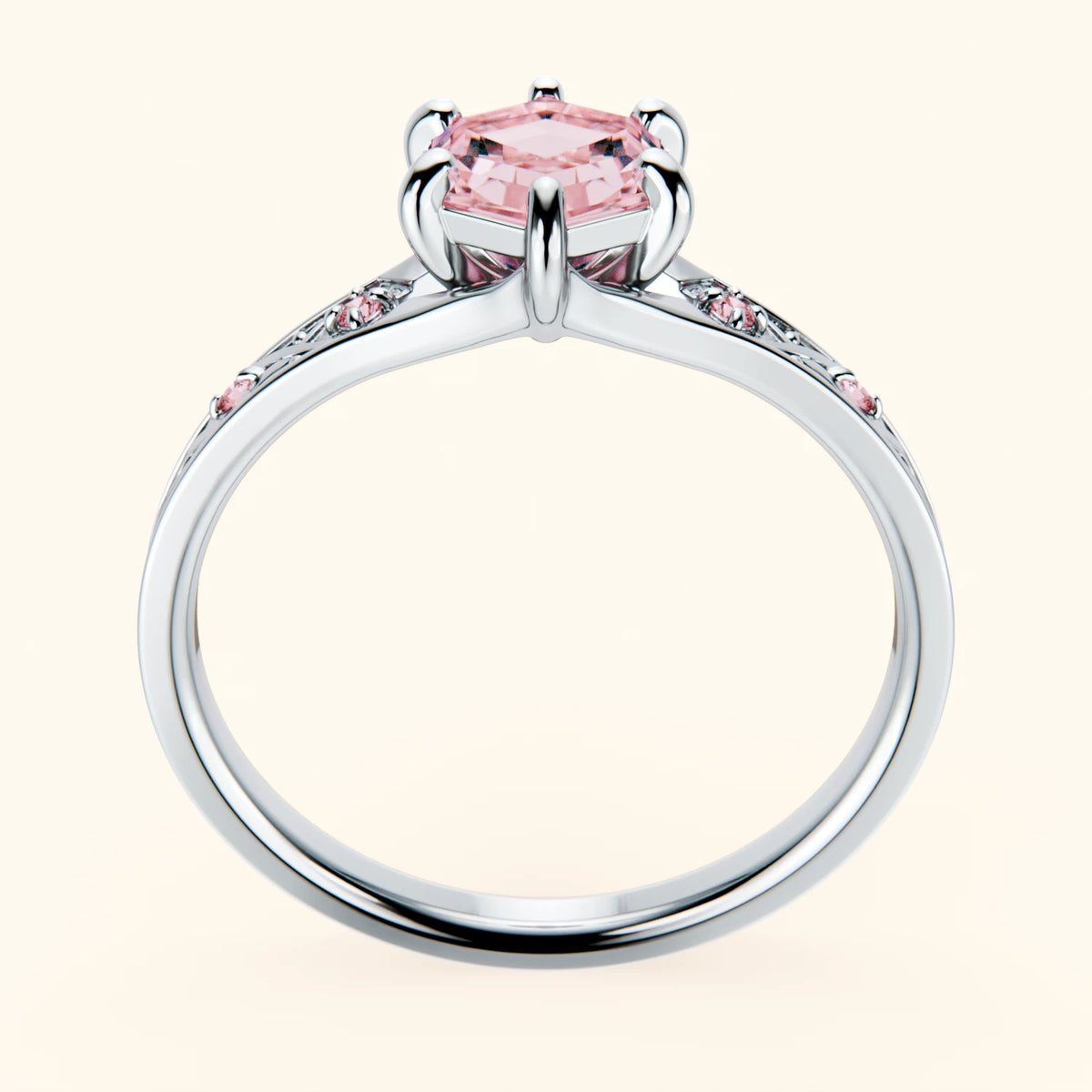 Engagement Ring Prisme - 0.9ct Lab Pink Diamond with Lab Pink Diamond Side Stones