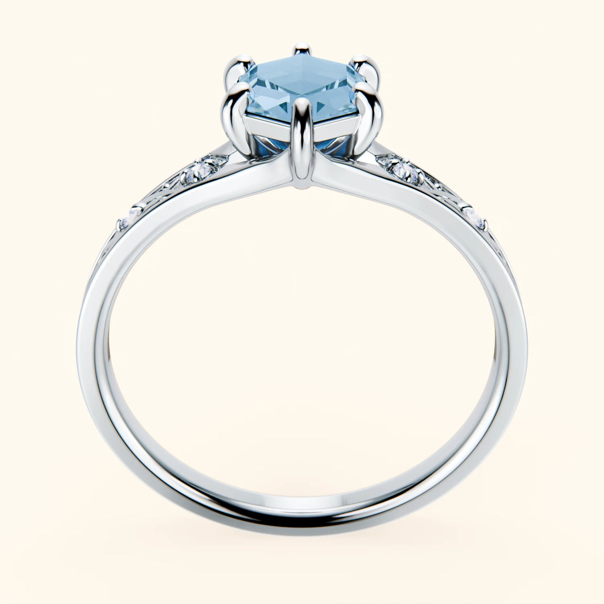 Pierścionek zaręczynowy Prisme – Topaz Swiss Blue 0,70 ct, kamienie boczne: diament naturalny