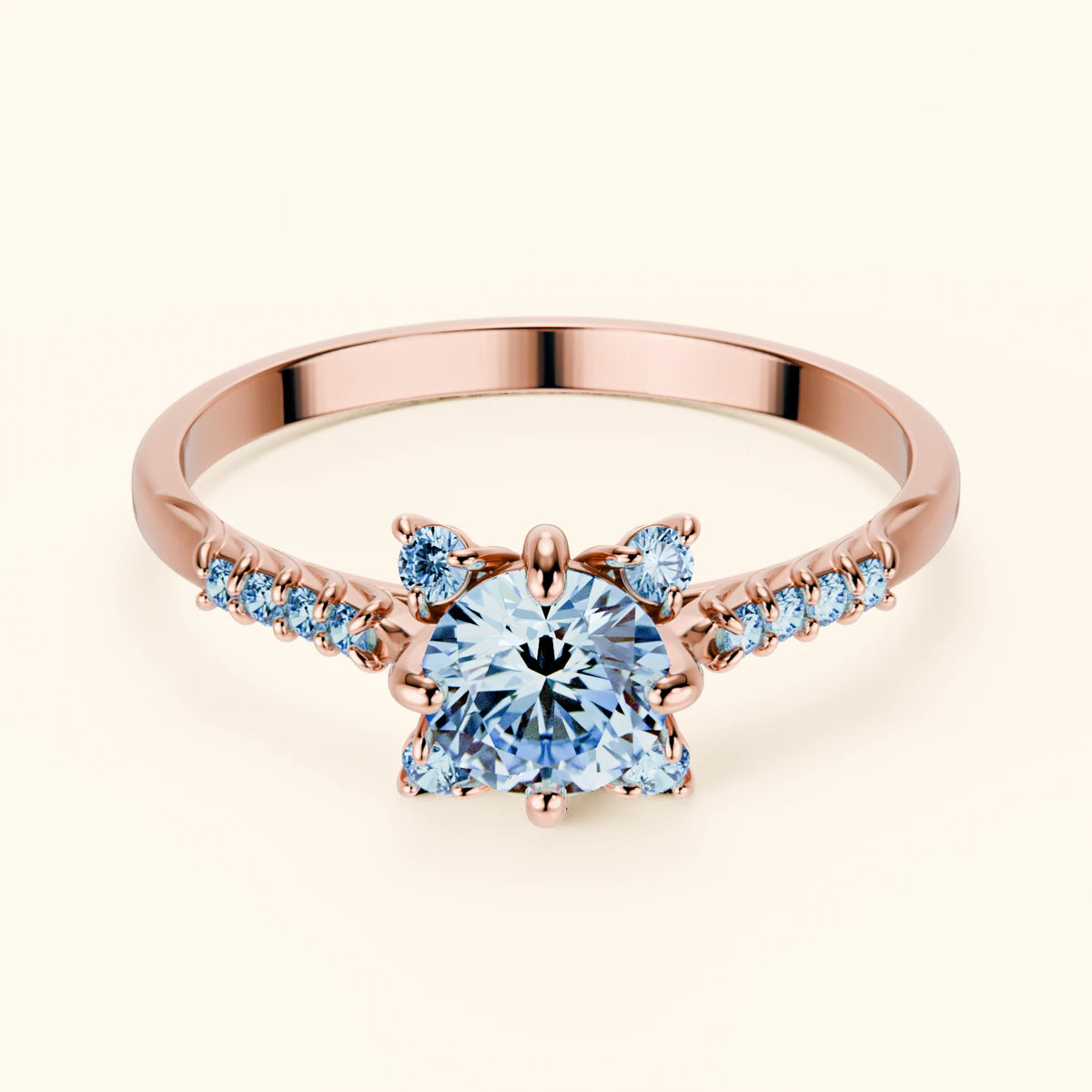 Engagement Ring Scintille - 0.5ct Lab Blue Diamond with Lab Blue Diamond Side Stones