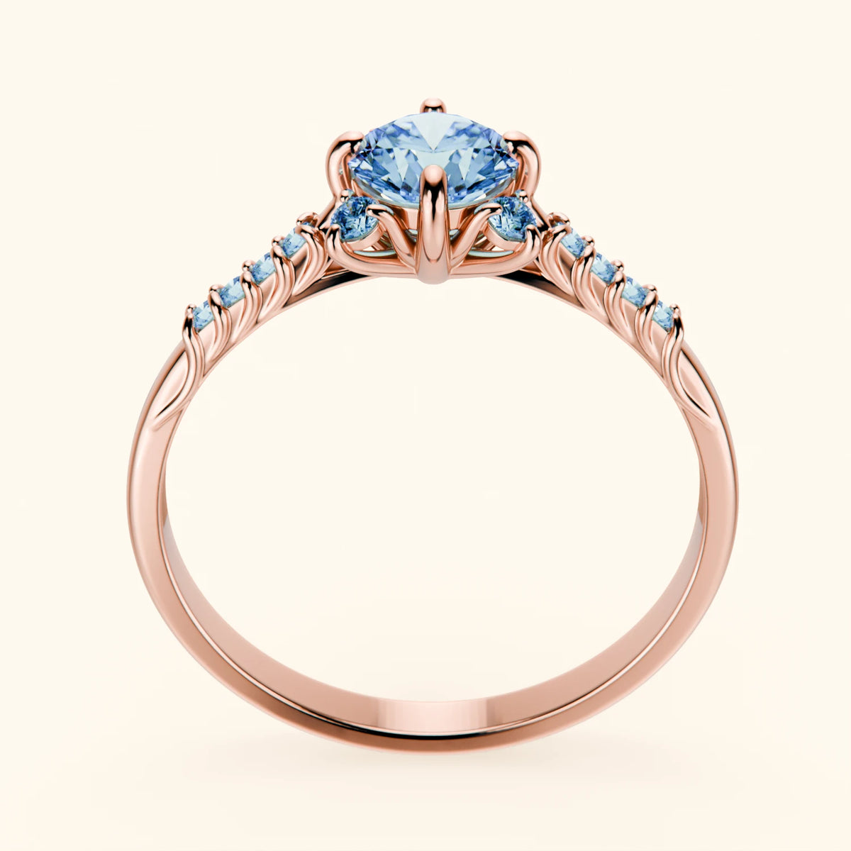 Engagement Ring Scintille - 0.5ct Lab Blue Diamond with Lab Blue Diamond Side Stones