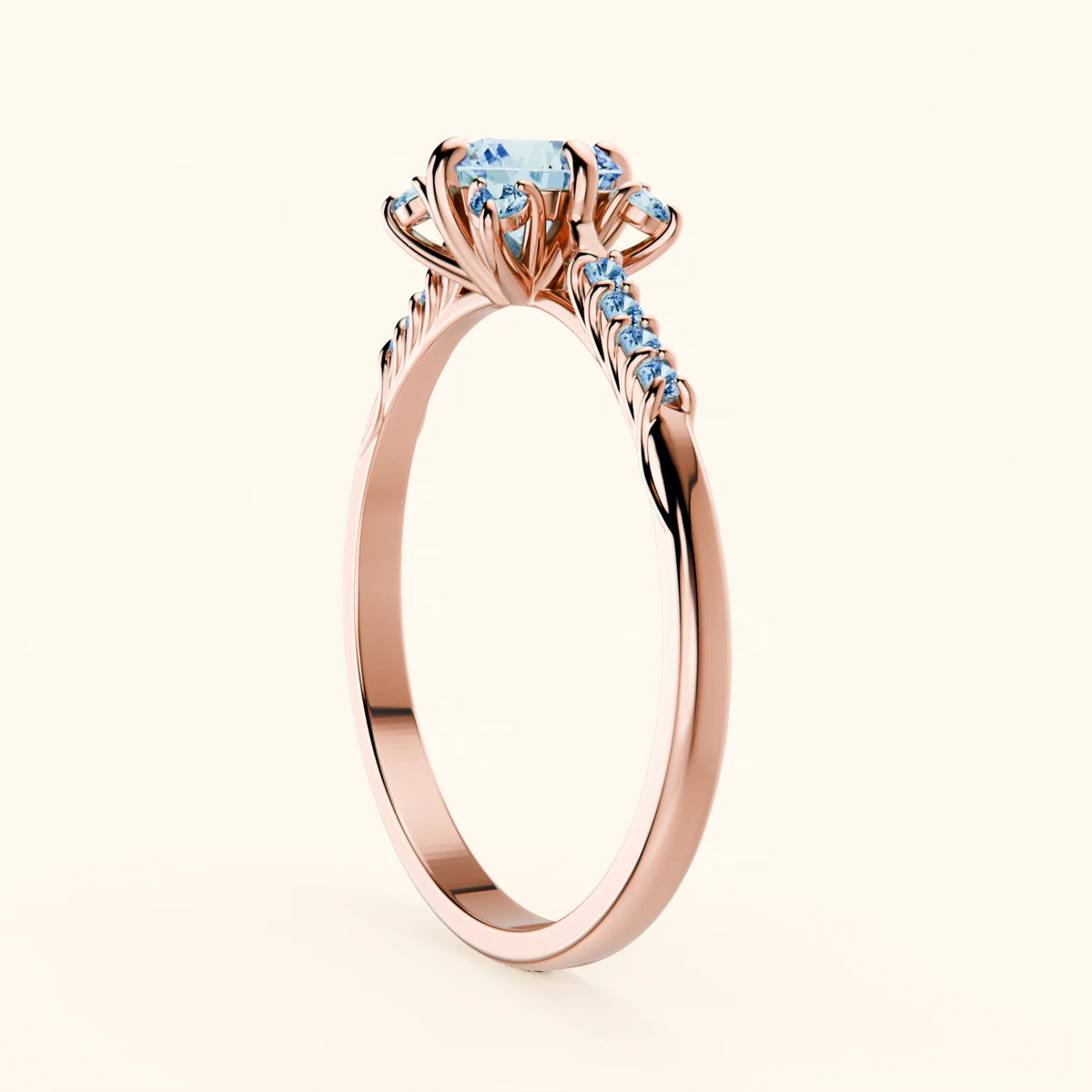 Engagement Ring Scintille - 0.5ct Lab Blue Diamond with Lab Blue Diamond Side Stones