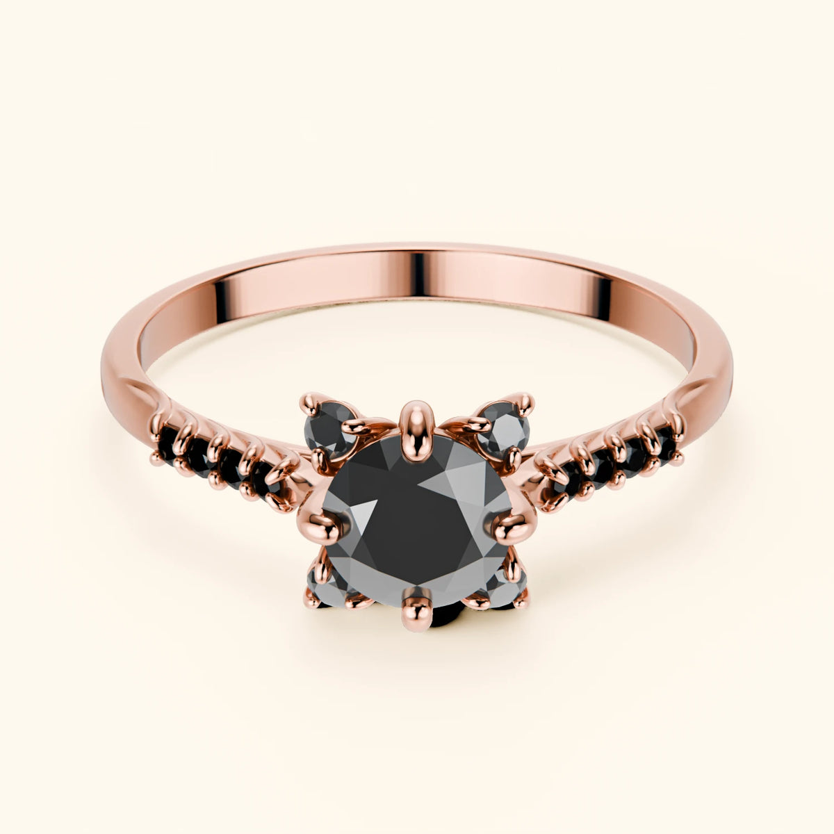 Engagement Ring Scintille - 0.5ct Black Diamond with Black Diamond Side Stones