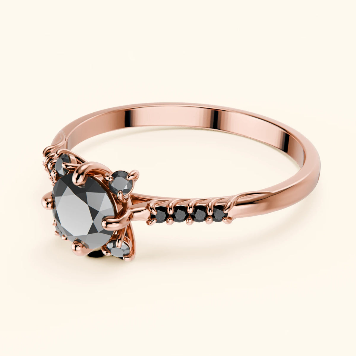 Engagement Ring Scintille - 0.5ct Black Diamond with Black Diamond Side Stones