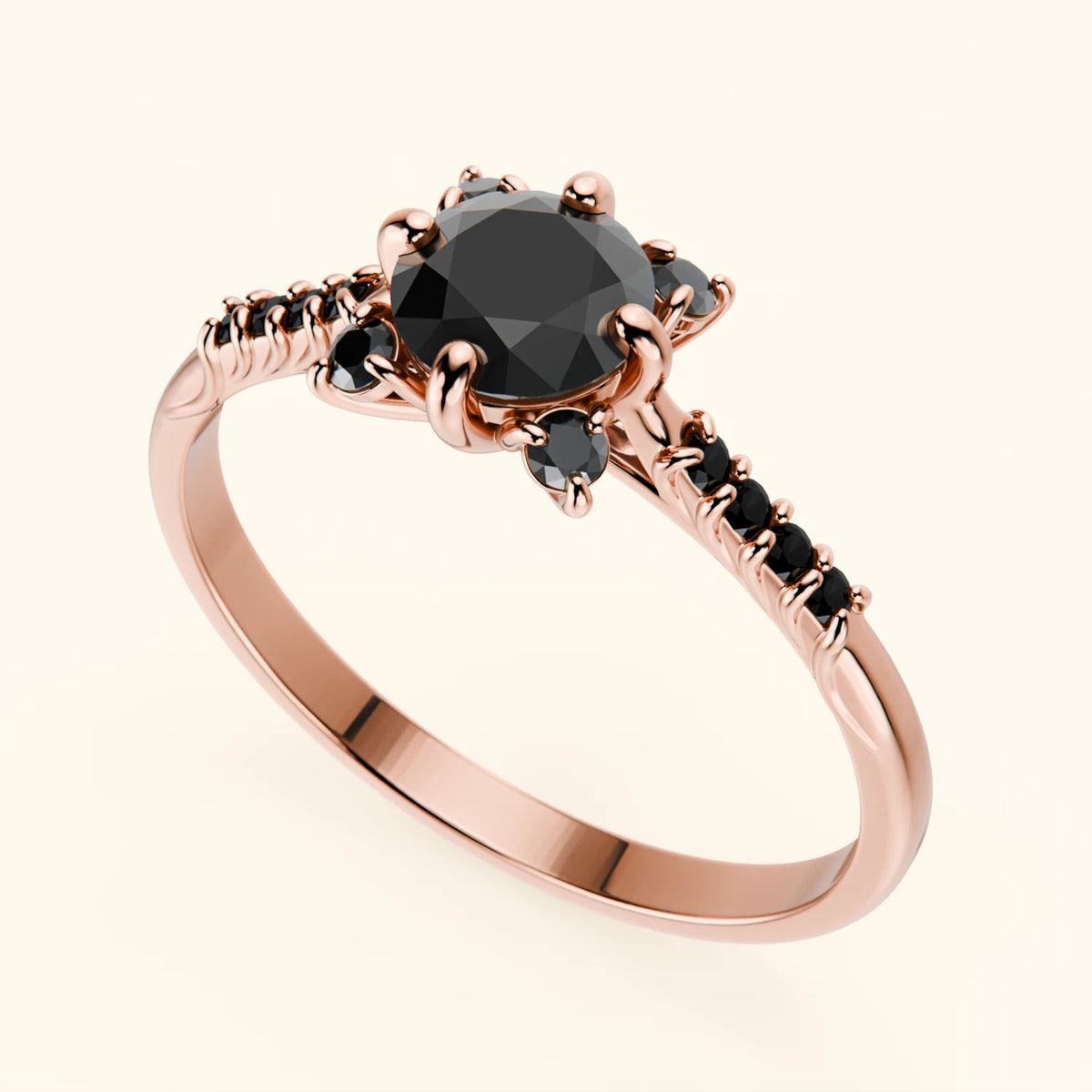 Engagement Ring Scintille - 0.5ct Black Diamond with Black Diamond Side Stones