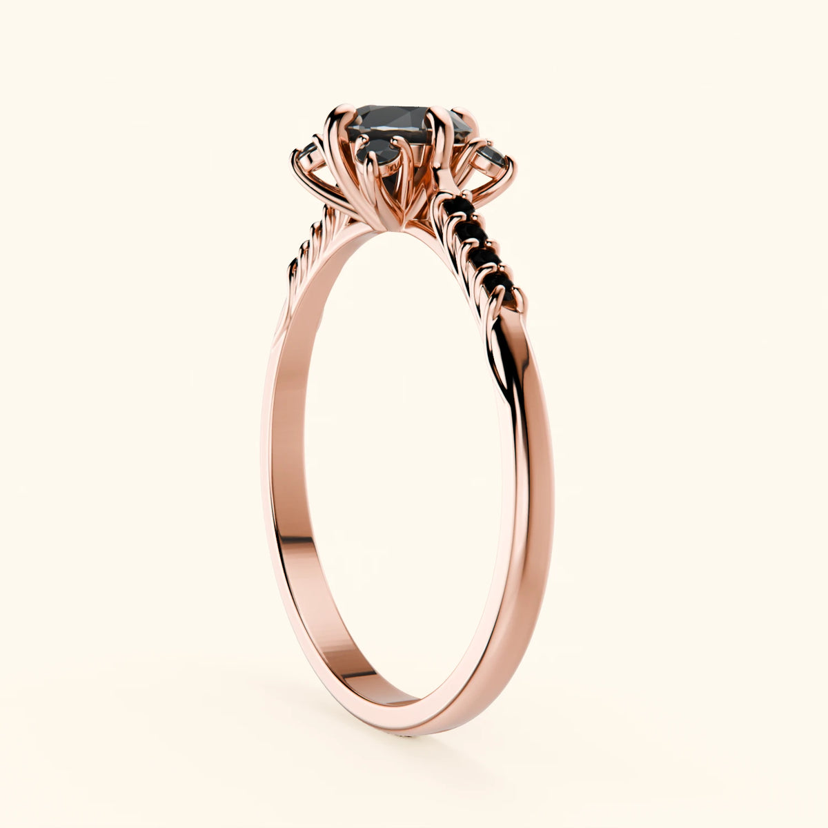 Engagement Ring Scintille - 0.5ct Black Diamond with Black Diamond Side Stones