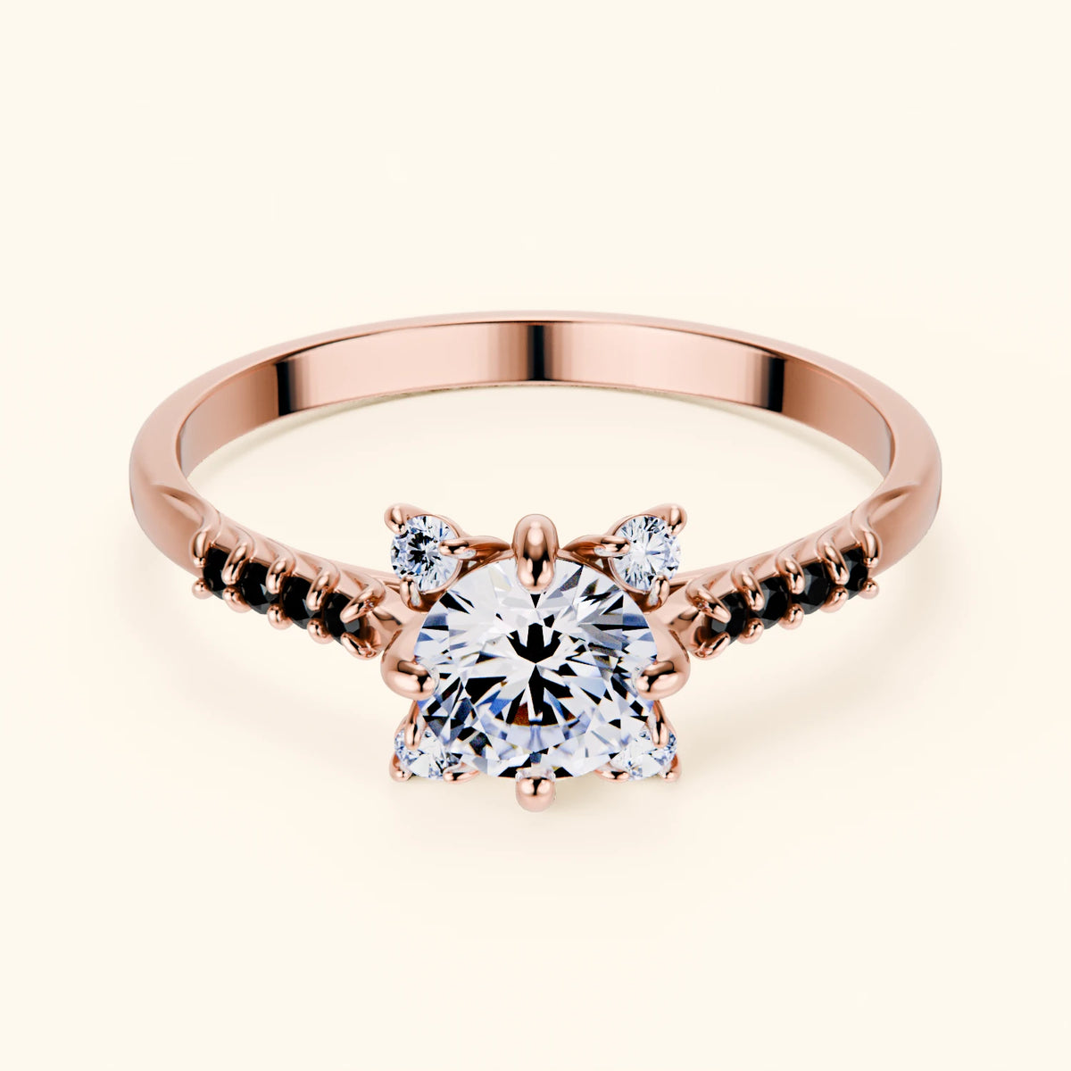 Engagement Ring Scintille - 0.5ct Lab Diamond with Black Diamond Side Stones
