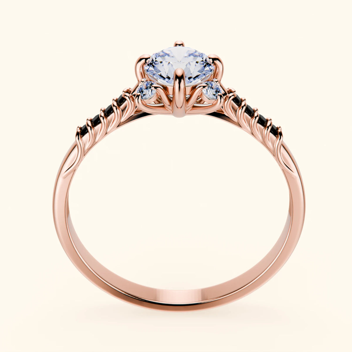 Engagement Ring Scintille - 0.5ct Lab Diamond with Black Diamond Side Stones