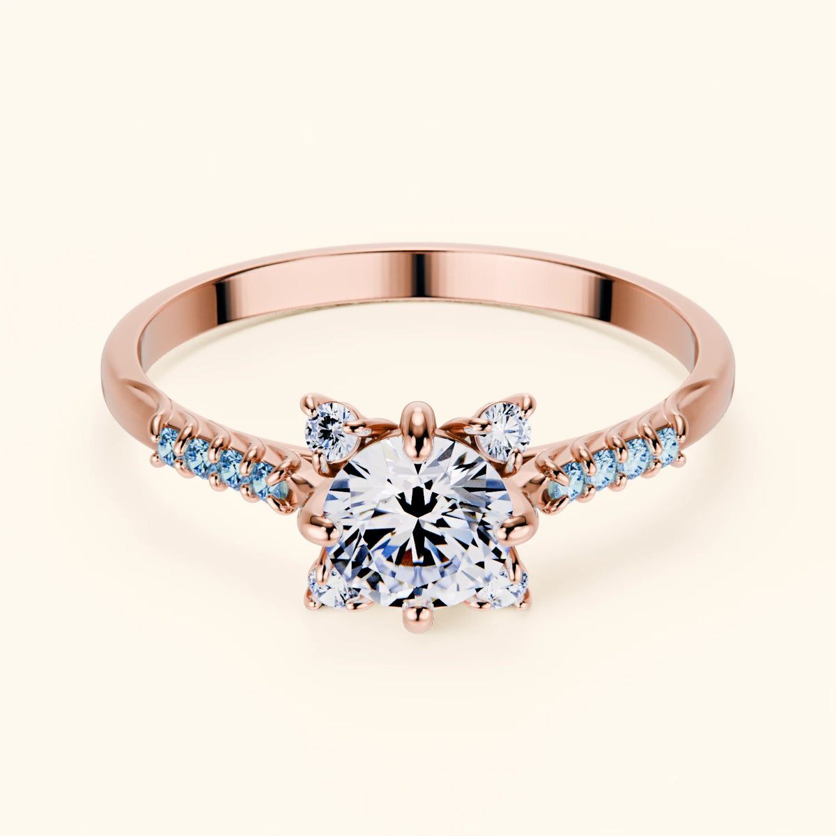 Engagement Ring Scintille - 0.5ct Lab Diamond with Lab Blue Diamond Side Stones