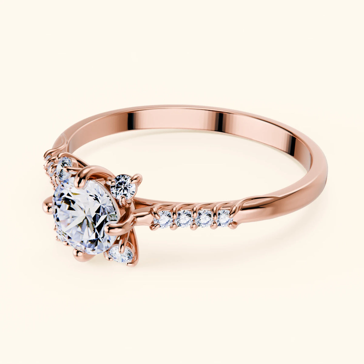 Engagement Ring Scintille - 0.5ct Lab Diamond with Lab Diamond Side Stones