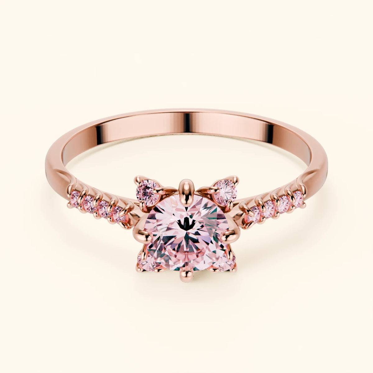 Engagement Ring Scintille - 0.5ct Lab Pink Diamond with Lab Pink Diamond Side Stones