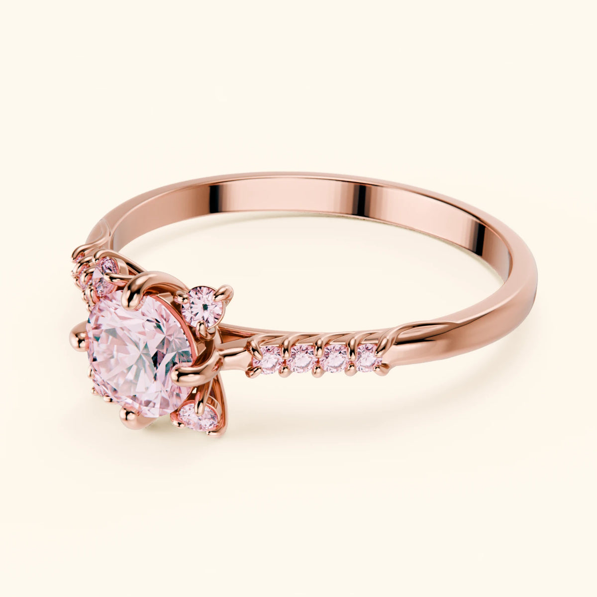 Engagement Ring Scintille - 0.5ct Lab Pink Diamond with Lab Pink Diamond Side Stones