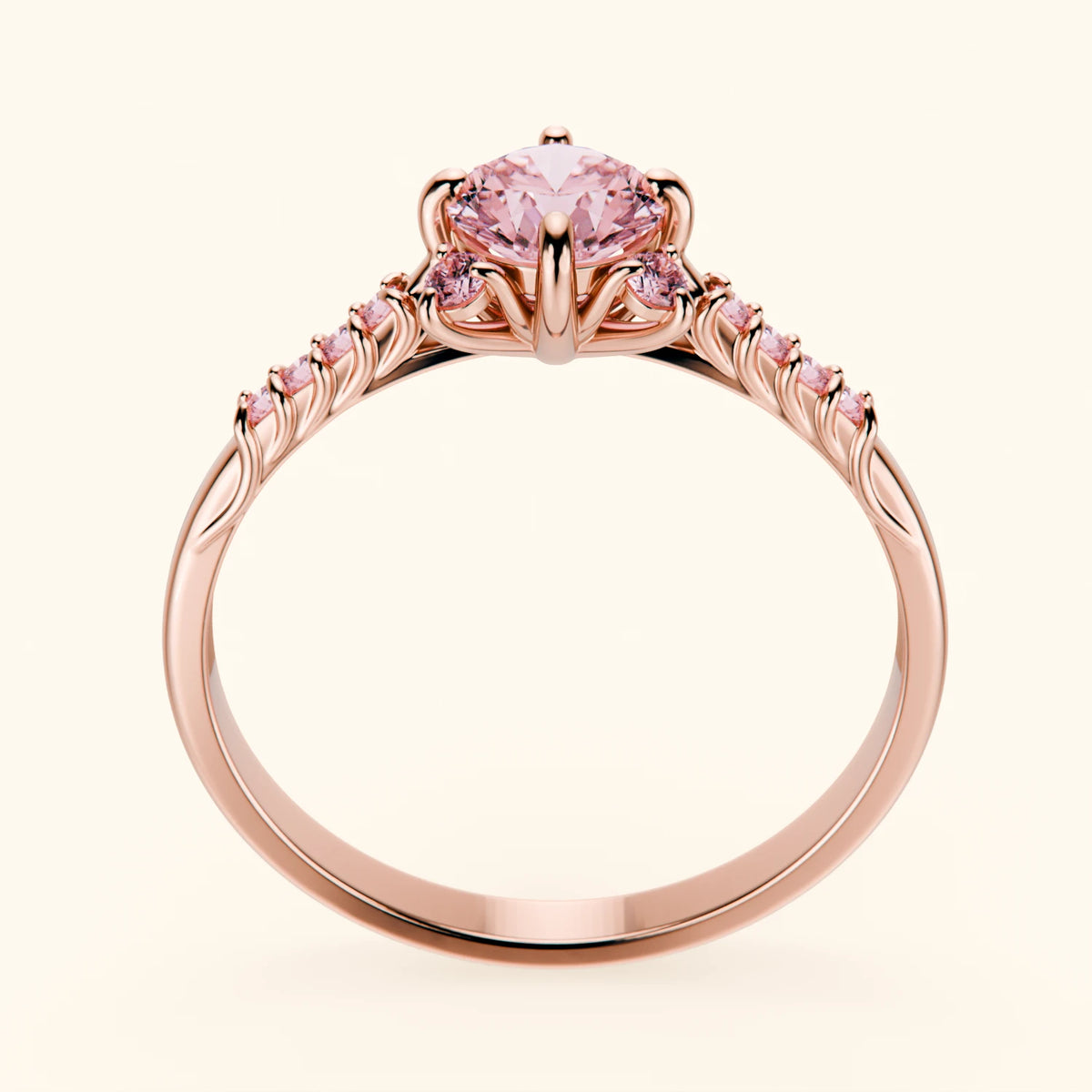 Engagement Ring Scintille - 0.5ct Lab Pink Diamond with Lab Pink Diamond Side Stones