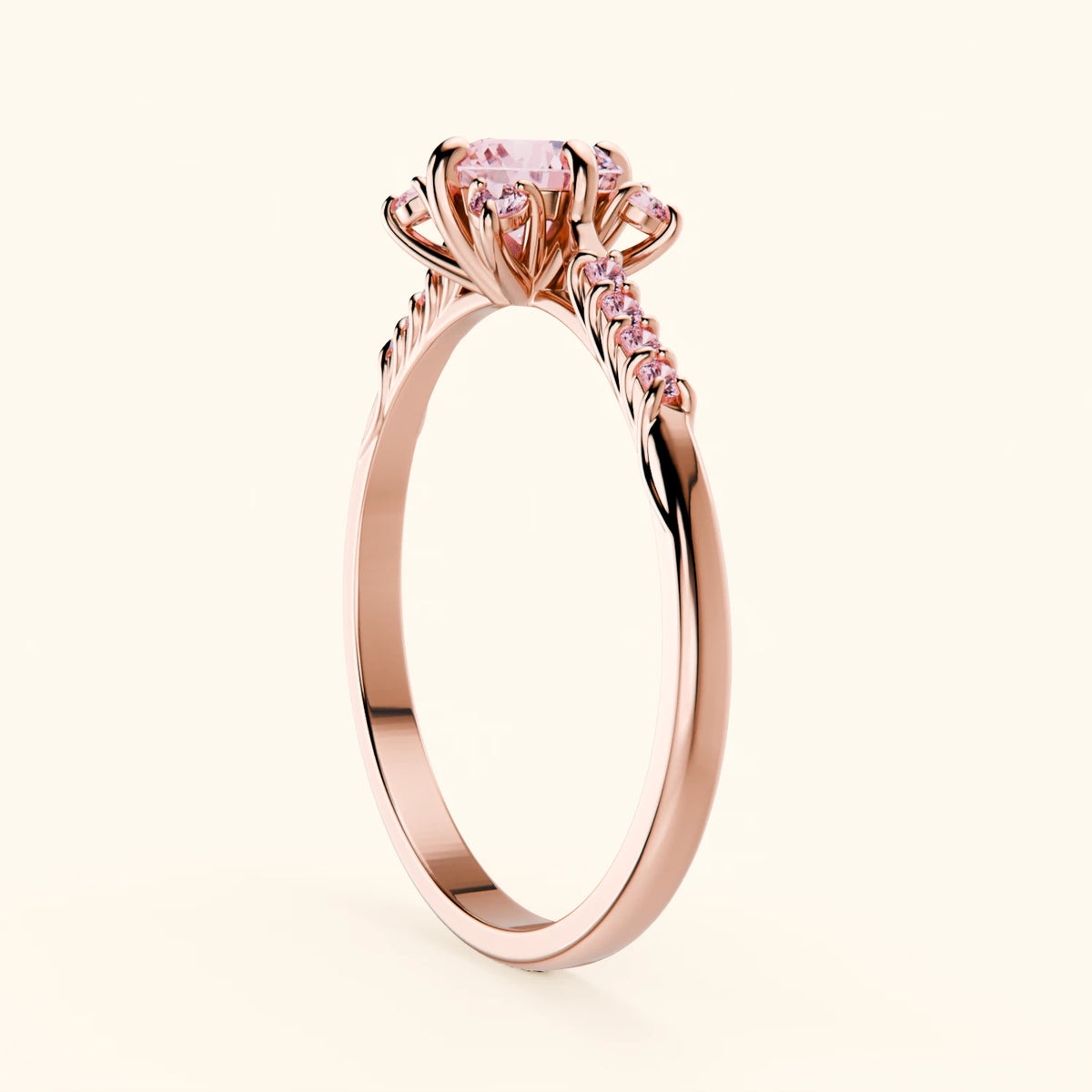 Engagement Ring Scintille - 0.5ct Lab Pink Diamond with Lab Pink Diamond Side Stones